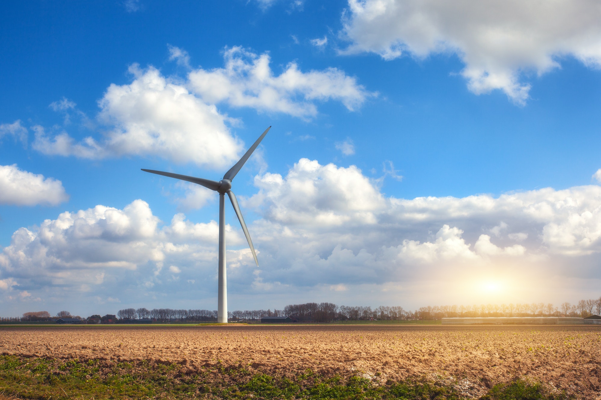 Wind turbines generating electricity